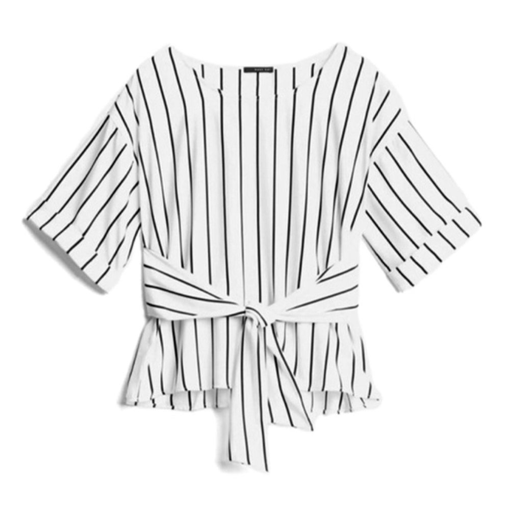 West Kei Women Stripped Long Sleeve Blouse M